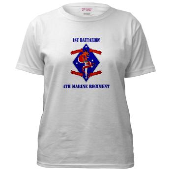 1B4M - A01 - 04 - 1st Battalion - 4th Marines with Text Women's T-Shirt - Click Image to Close