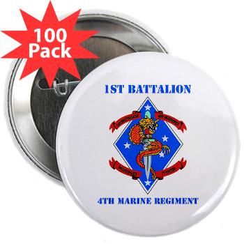 1B4M - M01 - 01 - 1st Battalion 4th Marines with Text - 2.25" Button (100 pack)