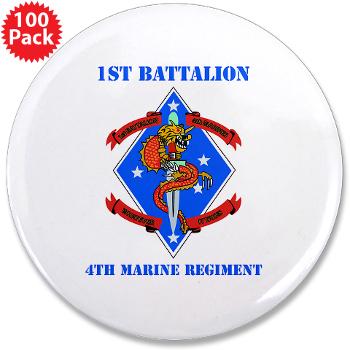 1B4M - M01 - 01 - 1st Battalion 4th Marines with Text - 3.5" Button (100 pack)