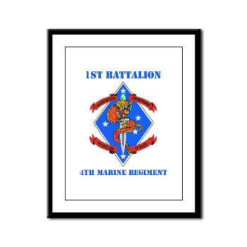 1B4M - M01 - 02 - 1st Battalion 4th Marines with Text - Framed Panel Print