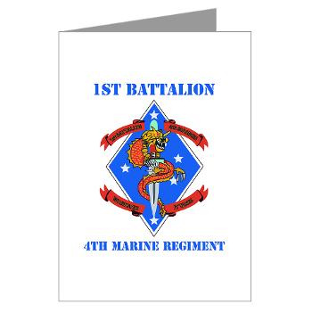 1B4M - M01 - 02 - 1st Battalion 4th Marines with Text - Greeting Cards (Pk of 10)