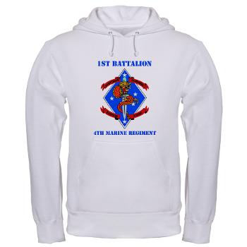 1B4M - A01 - 03 - 1st Battalion 4th Marines with Text - Hooded Sweatshirt - Click Image to Close