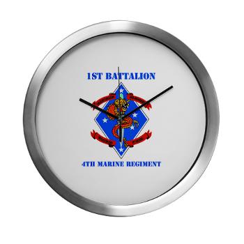 1B4M - M01 - 03 - 1st Battalion 4th Marines with Text - Modern Wall Clock - Click Image to Close