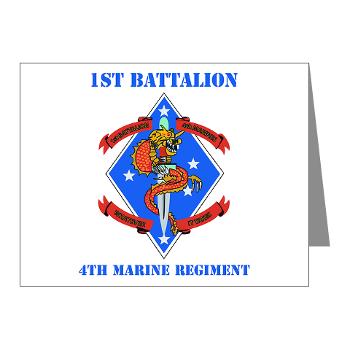 1B4M - M01 - 02 - 1st Battalion 4th Marines with Text - Note Cards (Pk of 20)