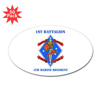 1B4M - M01 - 01 - 1st Battalion 4th Marines with Text - Sticker (Oval 50 pk)