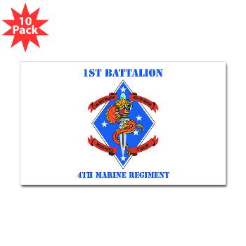 1B4M - M01 - 01 - 1st Battalion 4th Marines with Text - Sticker (Rectangle 10 pk)