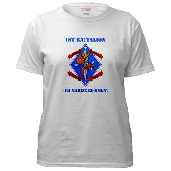 1B4M - A01 - 04 - 1st Battalion 4th Marines with Text - Women's T-Shirt - Click Image to Close