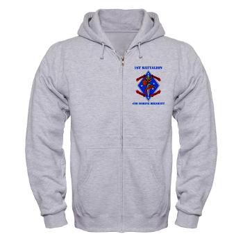 1B4M - A01 - 03 - 1st Battalion 4th Marines with Text - Zip Hoodie