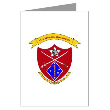 1B5M - M01 - 02 - 1st Battalion 5th Marines Greeting Cards (Pk of 10) - Click Image to Close