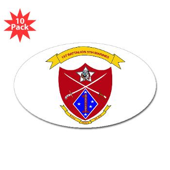 1B5M - M01 - 01 - 1st Battalion 5th Marines Sticker (Oval 10 pk)