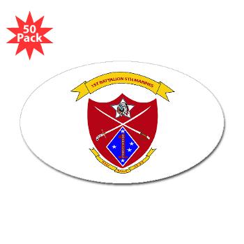 1B5M - M01 - 01 - 1st Battalion 5th Marines Sticker (Oval 50 pk)
