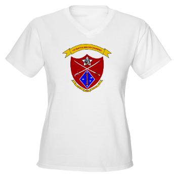 1B5M - A01 - 04 - 1st Battalion 5th Marines Women's V-Neck T-Shirt