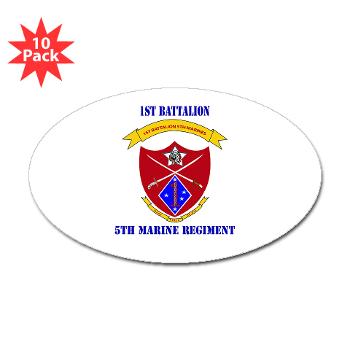 1B5M - M01 - 01 - 1st Battalion 5th Marines with Text Sticker (Oval 10 pk)