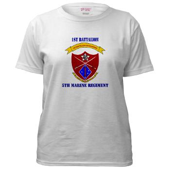 1B5M - A01 - 04 - 1st Battalion 5th Marines with Text Women's T-Shirt - Click Image to Close