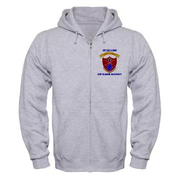 1B5M - A01 - 03 - 1st Battalion 5th Marines with Text Zip Hoodie