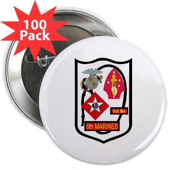 1B6M - M01 - 01 - 1st Battalion - 6th Marines - 2.25" Button (100 pack) - Click Image to Close