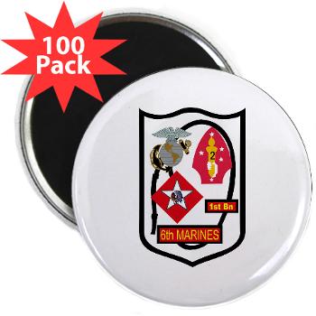 1B6M - M01 - 01 - 1st Battalion - 6th Marines - 2.25" Magnet (100 pack)