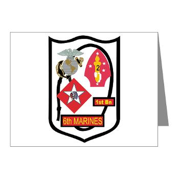 1B6M - M01 - 02 - 1st Battalion - 6th Marines - Note Cards (Pk of 20)
