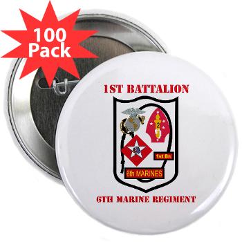 1B6M - M01 - 01 - 1st Battalion - 6th Marines with Text - 2.25" Button (100 pack) - Click Image to Close