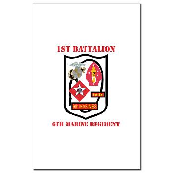 1B6M - M01 - 02 - 1st Battalion - 6th Marines with Text - Mini Poster Print