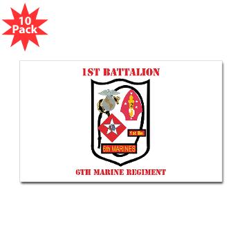 1B6M - M01 - 01 - 1st Battalion - 6th Marines with Text - Sticker (Rectangle 10 pk)