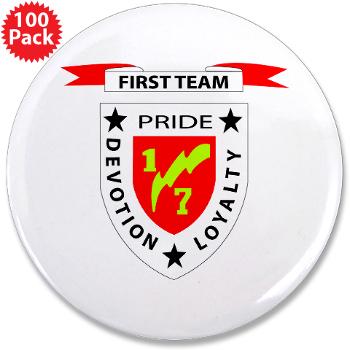 1B7M - M01 - 01 - 1st Battalion 7th Marines 3.5" Button (100 pack) - Click Image to Close