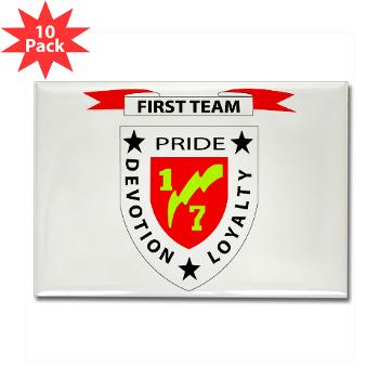 1B7M - M01 - 01 - 1st Battalion 7th Marines Rectangle Magnet (10 pack) - Click Image to Close