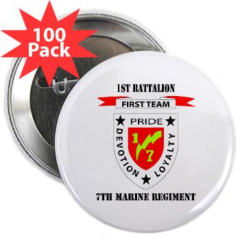 1B7M - M01 - 01 - 1st Battalion 7th Marines with Text 2.25" Button (100 pack)