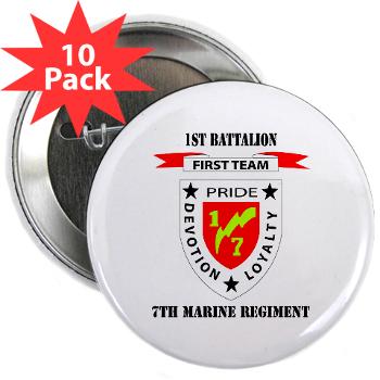 1B7M - M01 - 01 - 1st Battalion 7th Marines with Text 2.25" Button (10 pack)