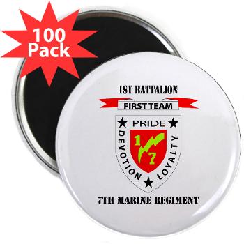 1B7M - M01 - 01 - 1st Battalion 7th Marines with Text 2.25" Magnet (100 pack) - Click Image to Close