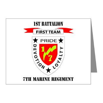 1B7M - M01 - 02 - 1st Battalion 7th Marines with Text Note Cards (Pk of 20)