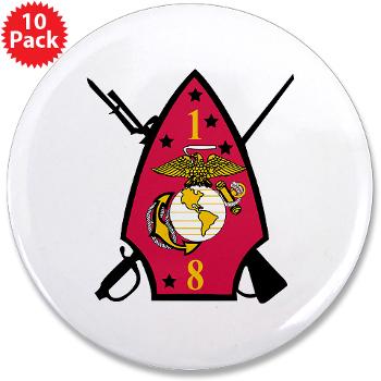 1B8M - M01 - 01 - 1st Battalion - 8th Marines 3.5" Button (10 pack)