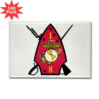 1B8M - M01 - 01 - 1st Battalion - 8th Marines Rectangle Magnet (100 pack) - Click Image to Close