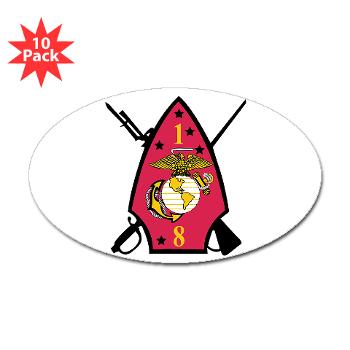 1B8M - M01 - 01 - 1st Battalion - 8th Marines Sticker (Oval 10 pk) - Click Image to Close