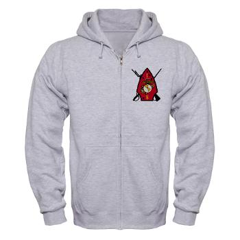 1B8M - A01 - 03 - 1st Battalion - 8th Marines Zip Hoodie - Click Image to Close