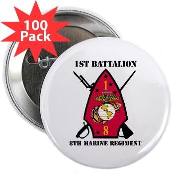 1B8M - M01 - 01 - 1st Battalion - 8th Marines with Text 2.25" Button (100 pack) - Click Image to Close