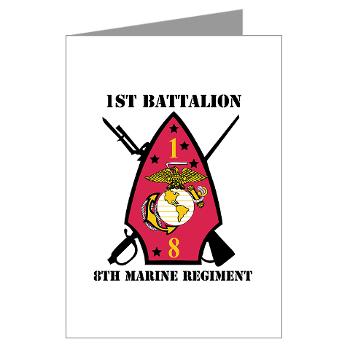 1B8M - M01 - 02 - 1st Battalion - 8th Marines with Text Greeting Cards (Pk of 10)