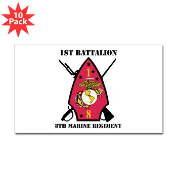 1B8M - M01 - 01 - 1st Battalion - 8th Marines with Text Sticker (Rectangle 10 pk) - Click Image to Close