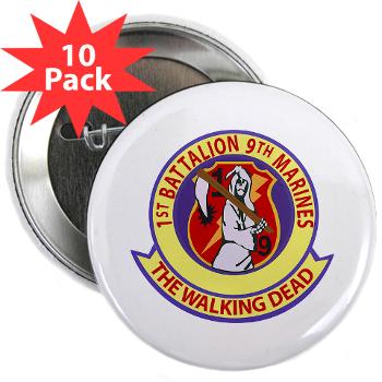 1B9M - M01 - 01 - 1st Battalion - 9th Marines with Text - 2.25" Button (10 pack)