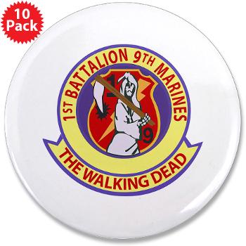 1B9M - M01 - 01 - 1st Battalion - 9th Marines with Text - 3.5" Button (10 pack) - Click Image to Close