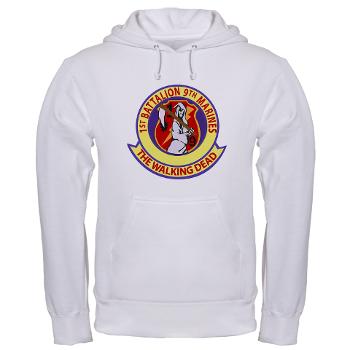 1B9M - A01 - 03 - 1st Battalion - 9th Marines with Text - Hooded Sweatshirt - Click Image to Close