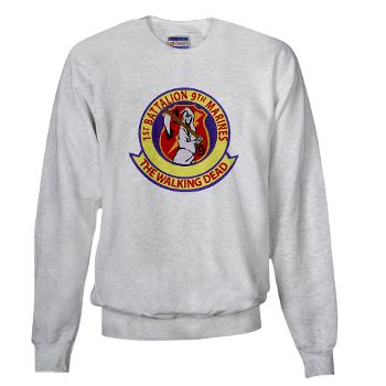 1B9M - A01 - 03 - 1st Battalion - 9th Marines with Text - Sweatshirt - Click Image to Close
