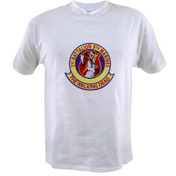 1B9M - A01 - 04 - 1st Battalion - 9th Marines with Text - Value T-Shirt - Click Image to Close
