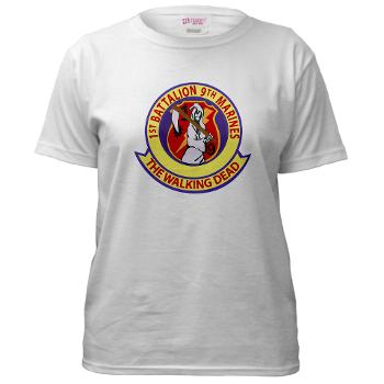 1B9M - A01 - 04 - 1st Battalion - 9th Marines with Text - Women's T-Shirt - Click Image to Close
