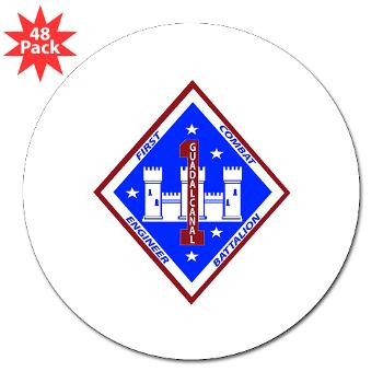 1CEB - M01 - 01 - 1st Combat Engineer Battalion - 3" Lapel Sticker (48 pk)