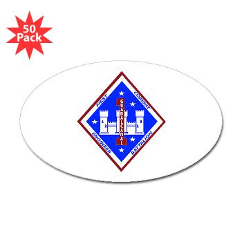 1CEB - M01 - 01 - 1st Combat Engineer Battalion - Sticker (Oval 50 pk)