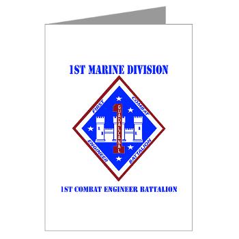 1CEB - M01 - 02 - 1st Combat Engineer Battalion with Text - Greeting Cards (Pk of 10)
