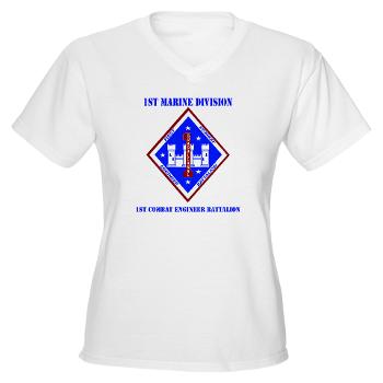 1CEB - A01 - 04 - 1st Combat Engineer Battalion with Text - Women's V-Neck T-Shirt - Click Image to Close