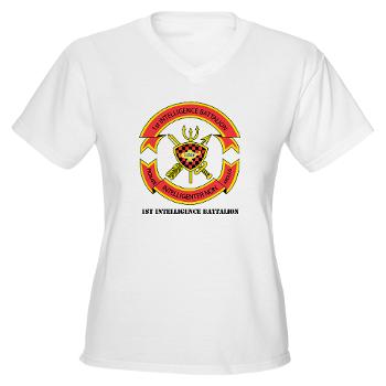 1IB - A01 - 04 - 1st Intelligence Battalion with Text - Women's V-Neck T-Shirt - Click Image to Close