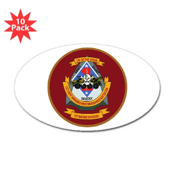 1LARB - M01 - 01 - 1st Light Armored Reconnaissance Bn - Sticker (Oval 10 pk) - Click Image to Close